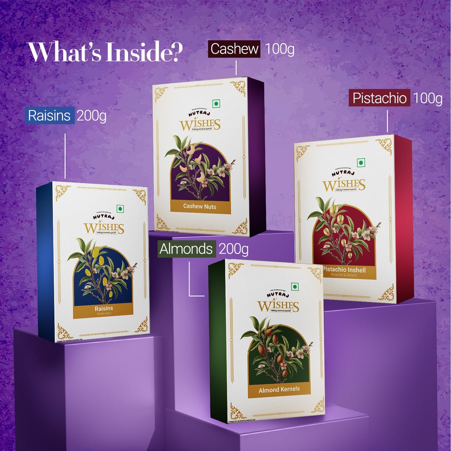 Nutraj Wishes Floral Majesty 600g Diwali Gift Box | GB-79