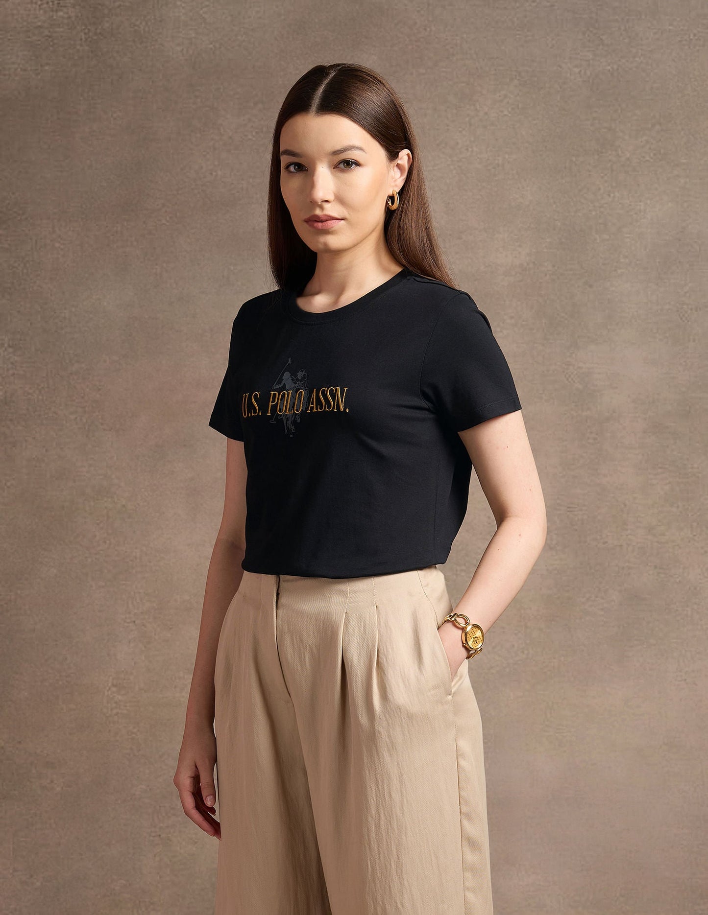 Brand Embroidered Regular Fit T-Shirt
