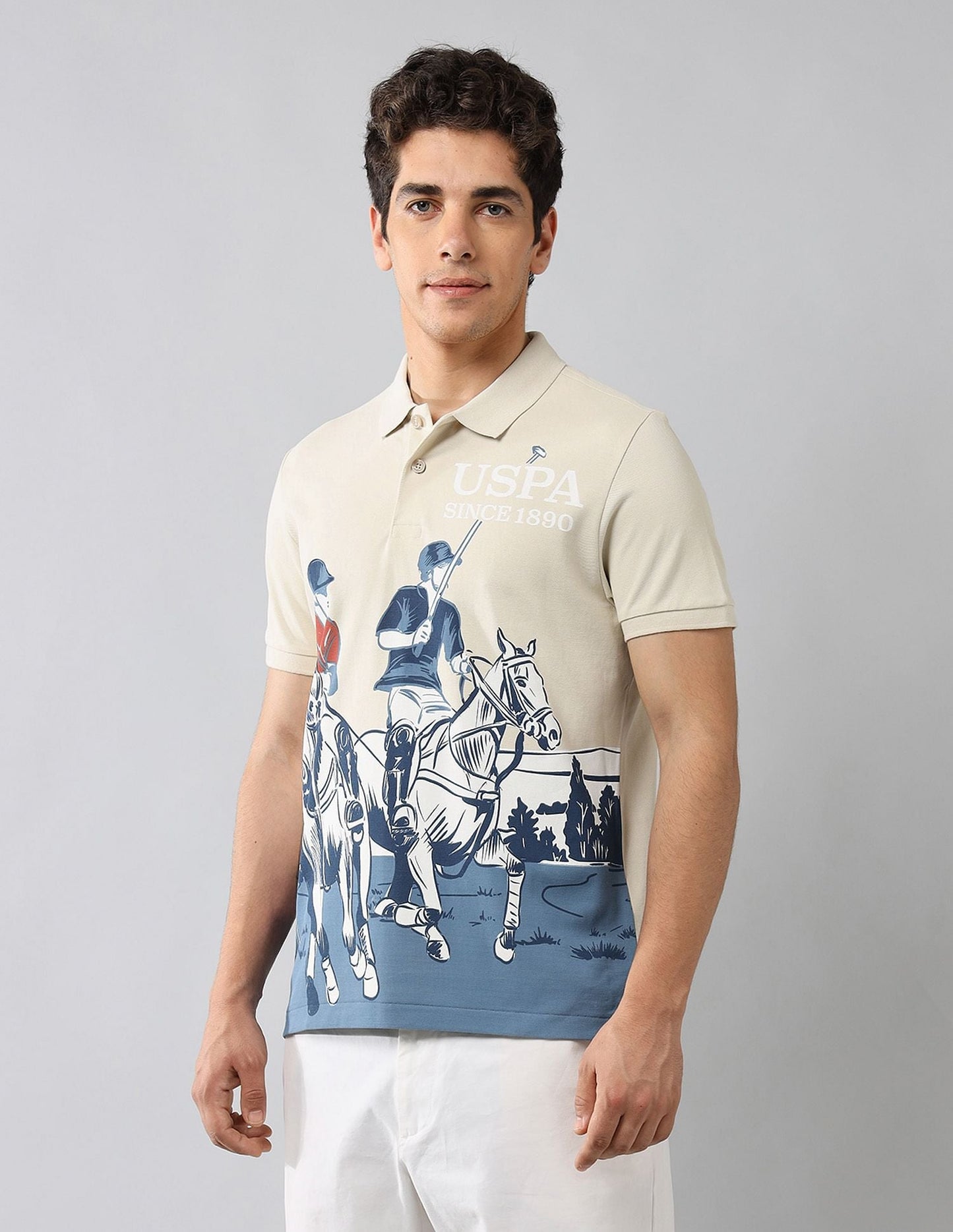 Brand Printed Muscle Fit Polo Shirt