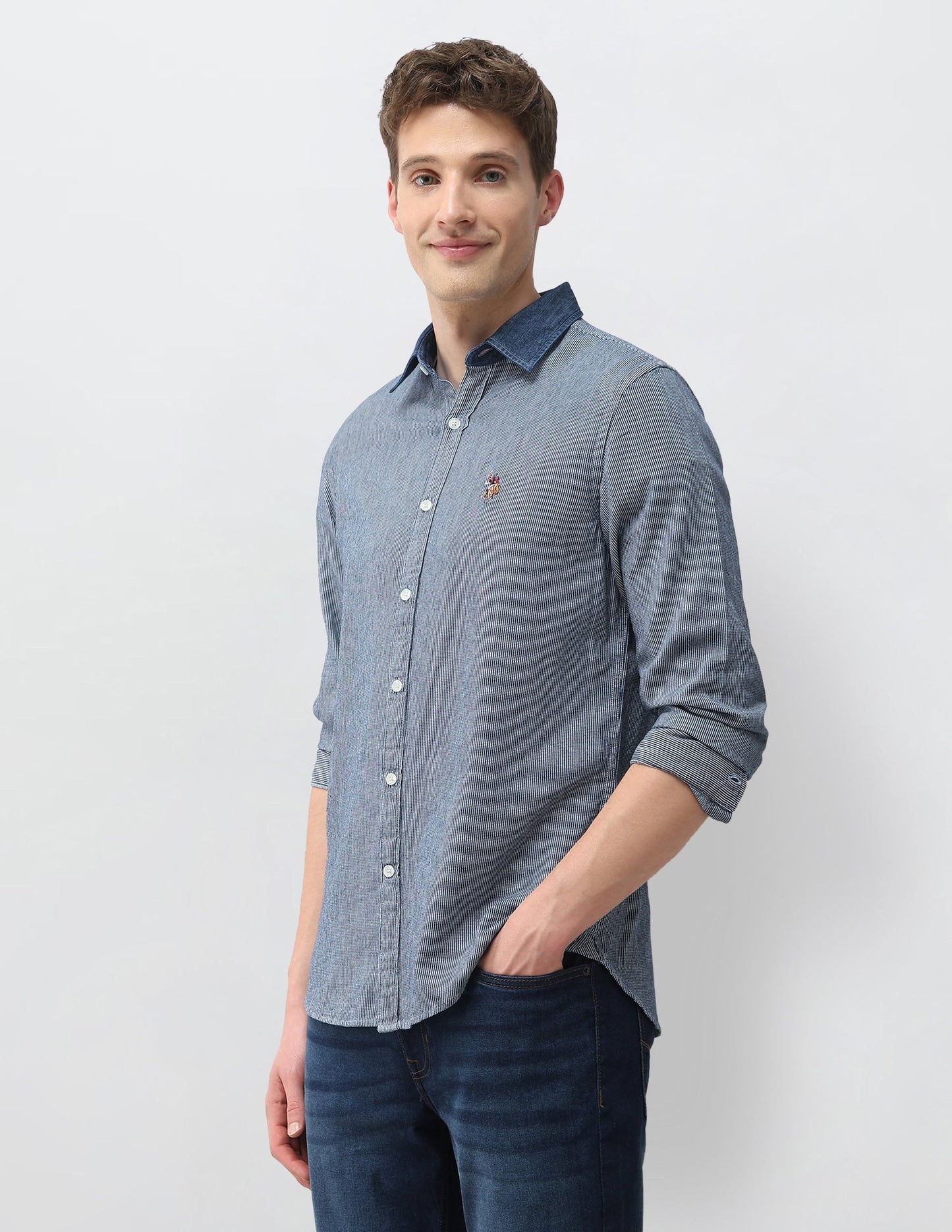 Vertical Striped Twill Shirt