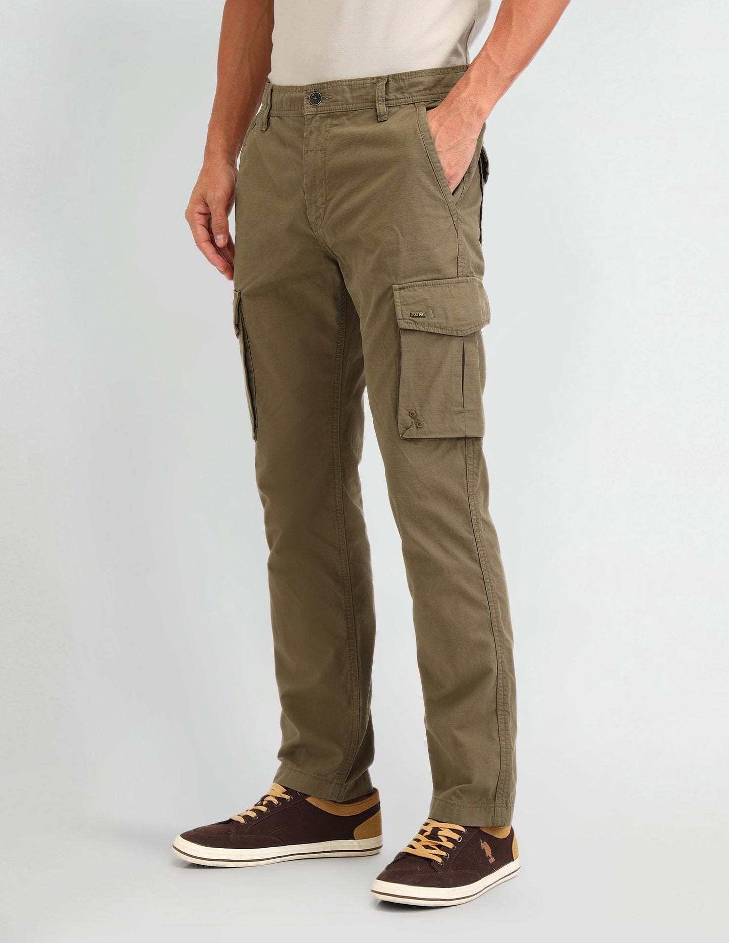 Straight Fit Textured Trousers