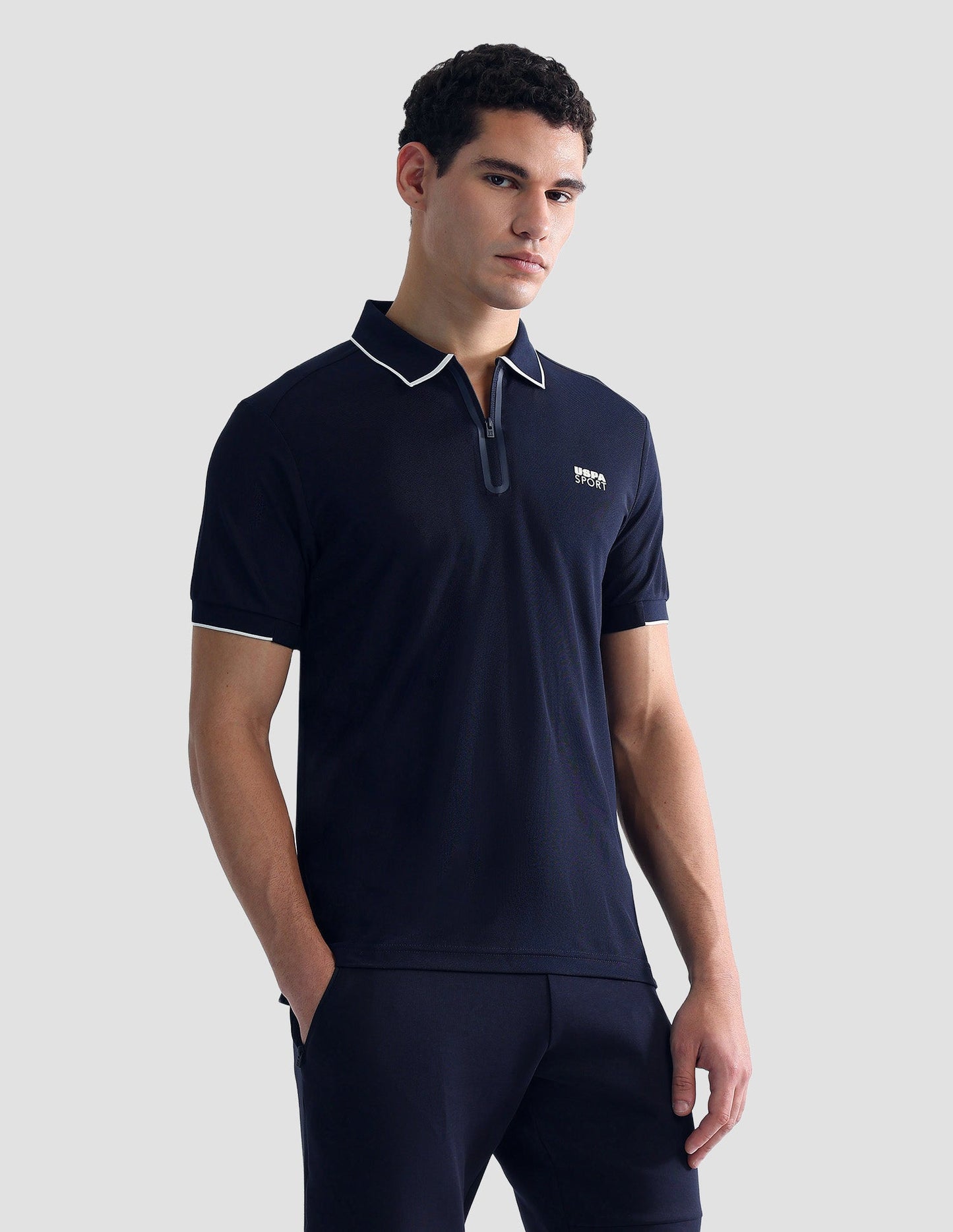 Solid Slim Fit Active Polo Shirt