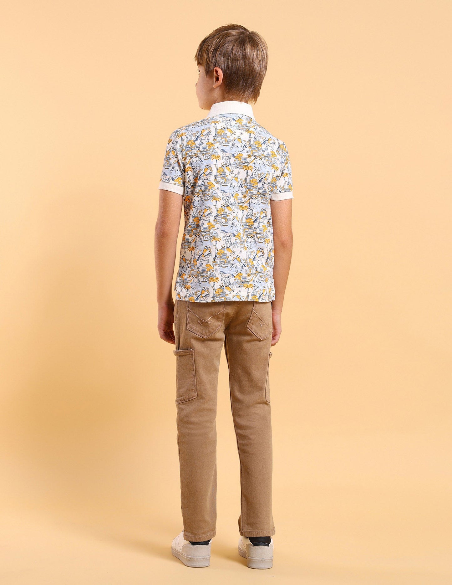 Boys All Over Printed Regular Fit Polo Shirt