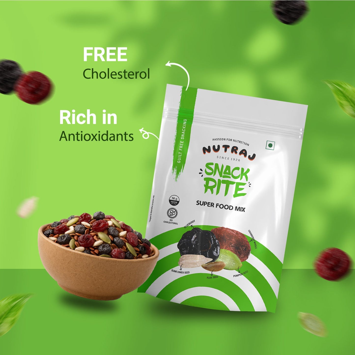 Nutraj Super Food Mix - American Cranberries, American Blueberry, Flax Seeds, Sunflower Seeds & Pumpkin Seeds 200gm