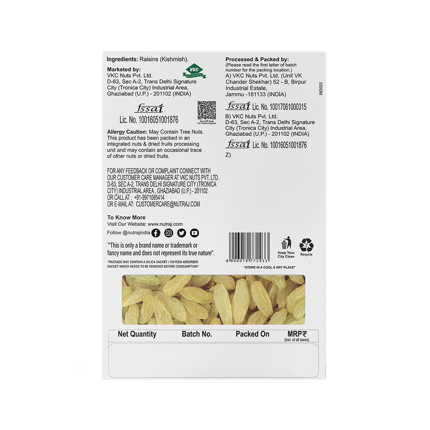 Nutraj Dry Fruits Combo 800g – Almonds, Cashews, Raisins & Walnut Kernels (200g Each)