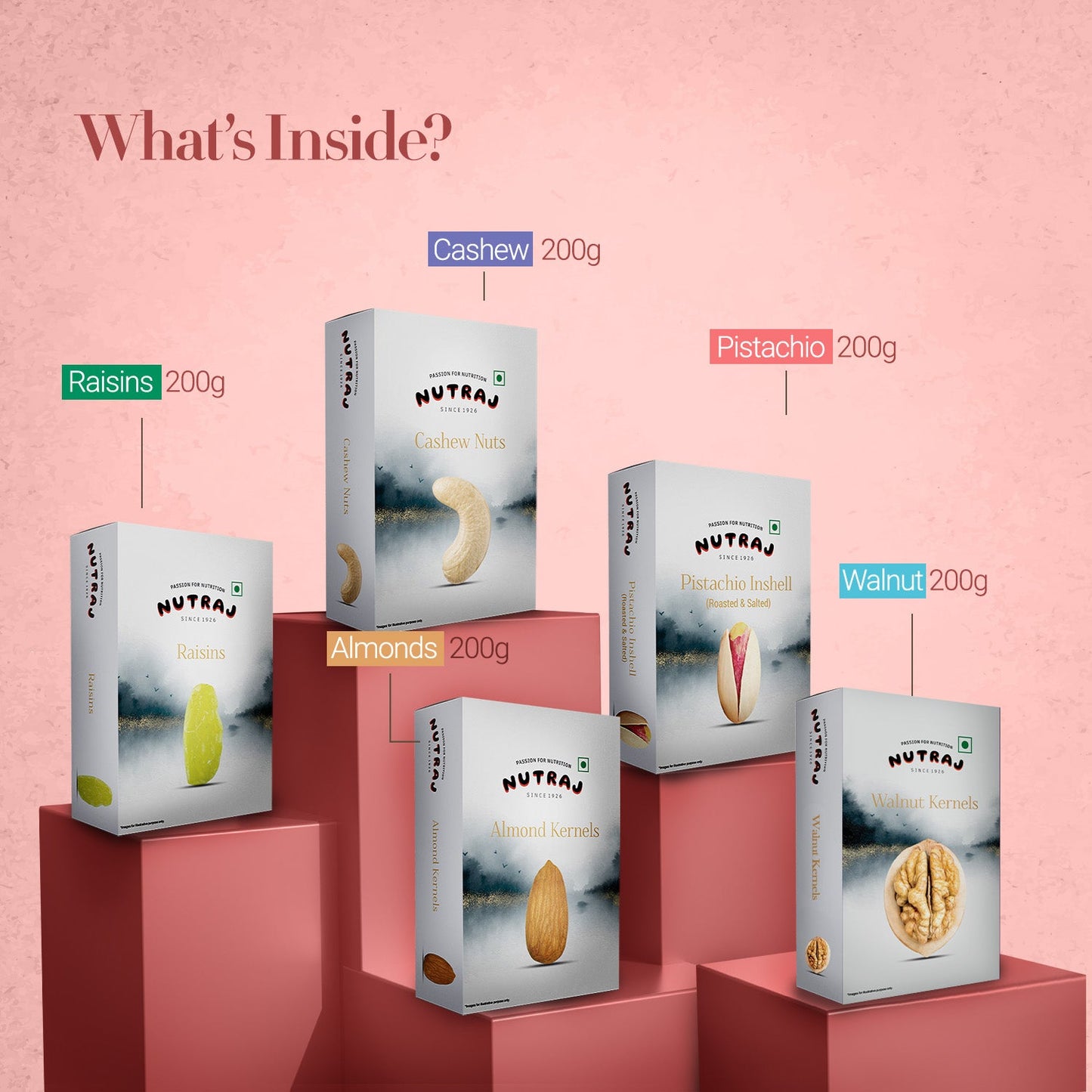Nutraj Wishes Roseate Delight 1 Kg Diwali Box | GB-94