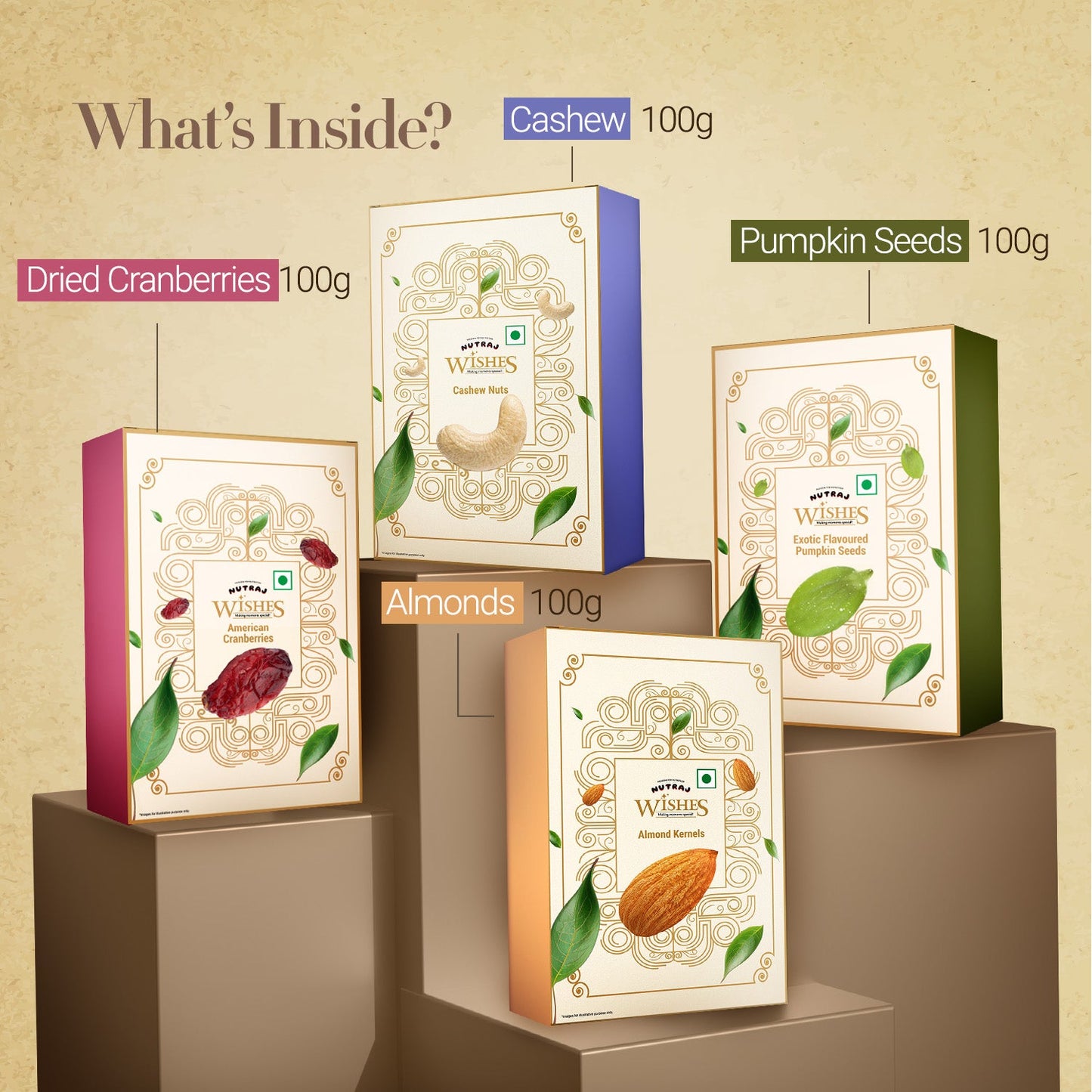 Nutraj Wishes Blooming Gold 400gm Diwali Gift Hamper | GB - 153