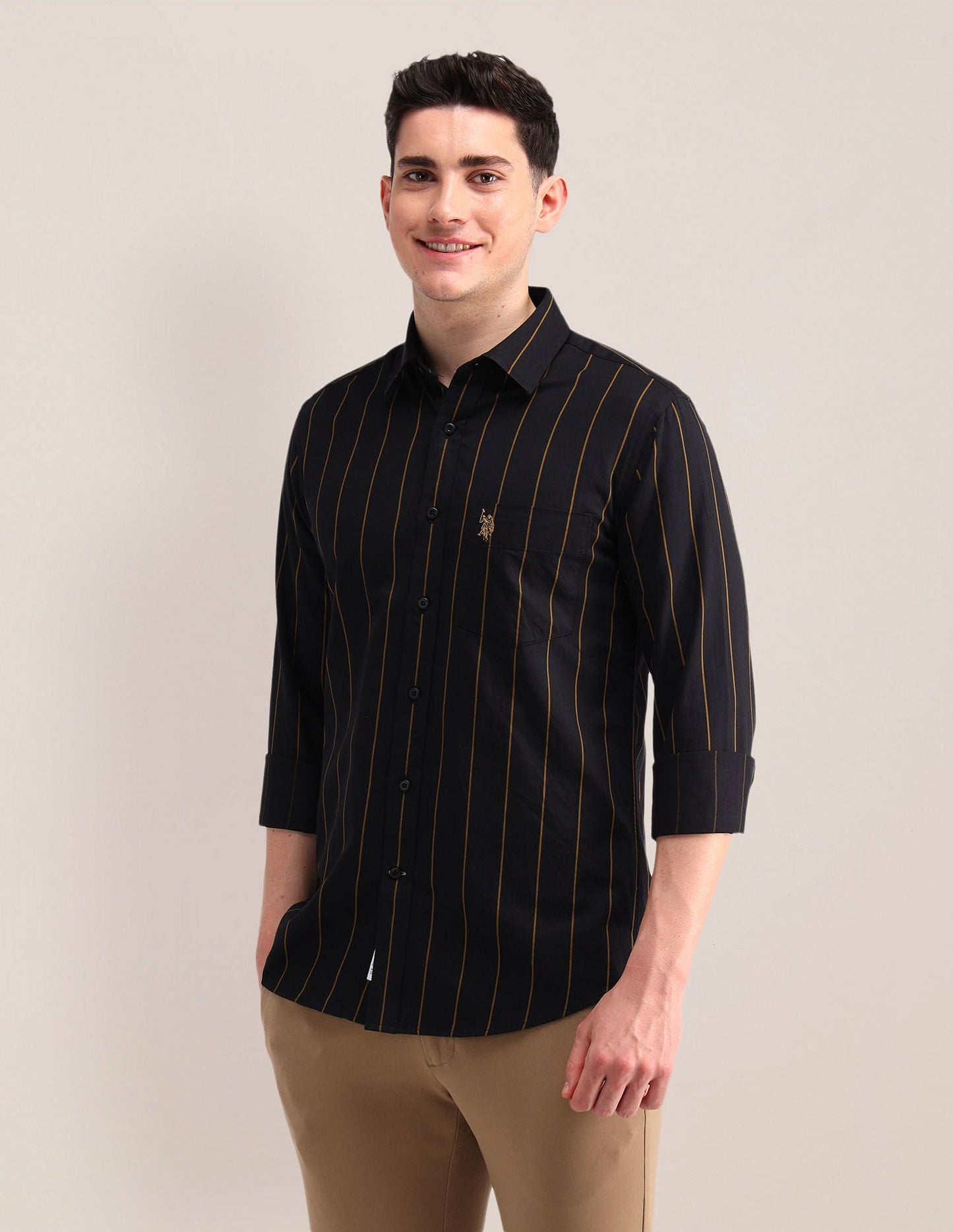 Tailored Fit Twill Striped Shirt