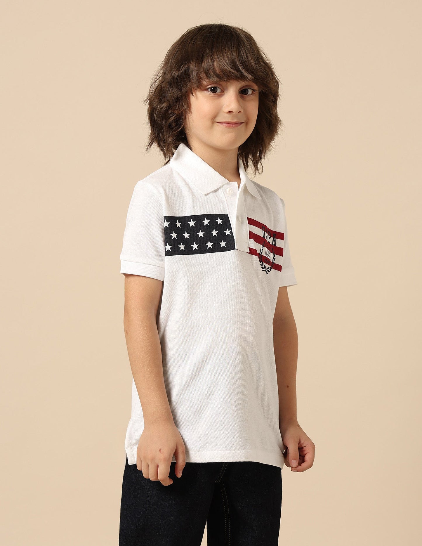 Boys Graphic Printed Regular Fit Polo Shirt