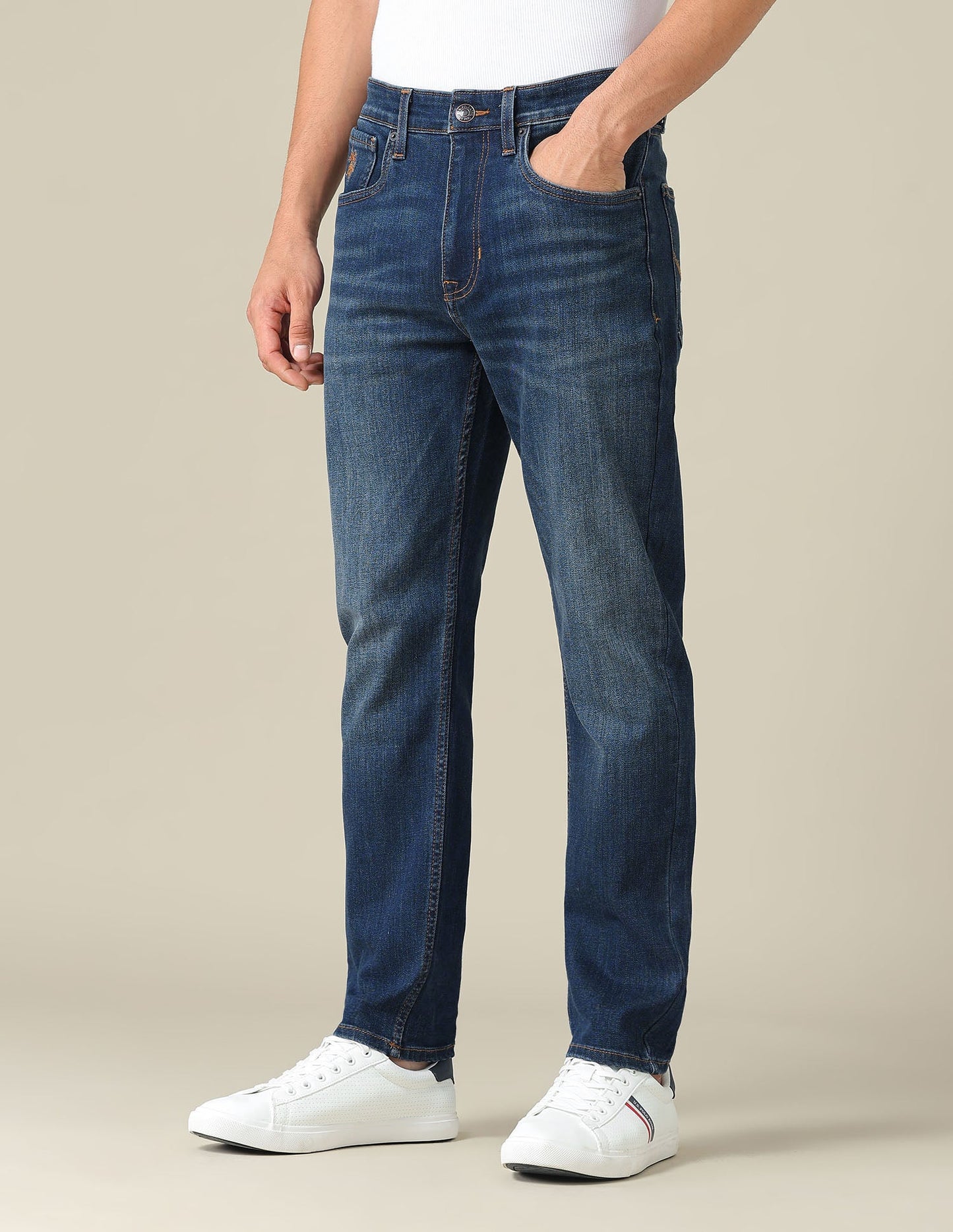 Cole Comfort Cropped Fit Blue Jeans
