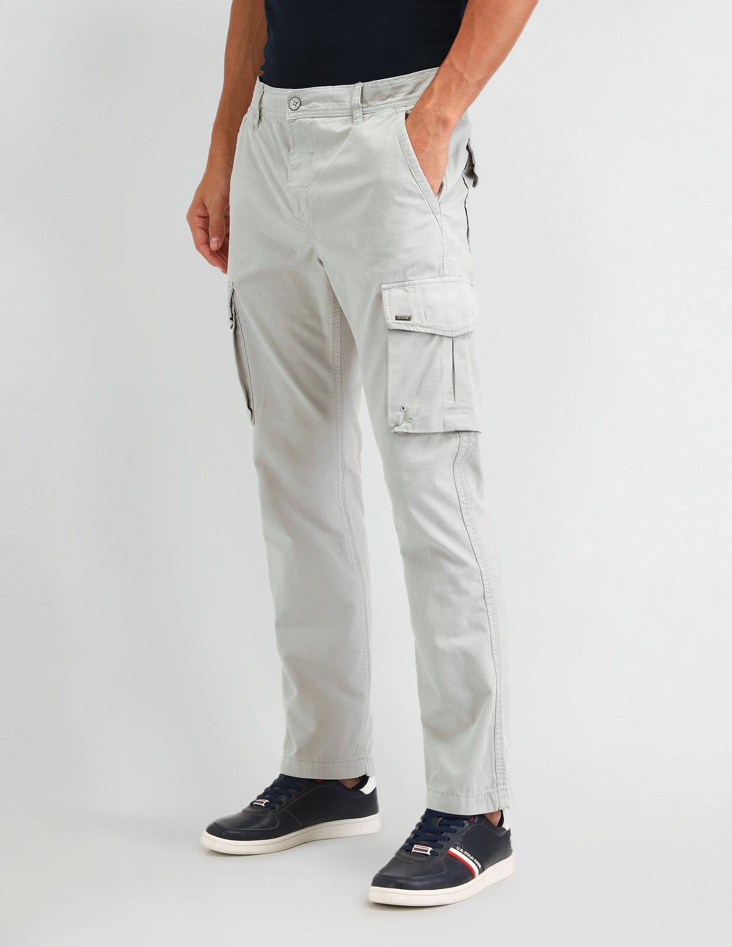 Straight Fit Textured Trousers