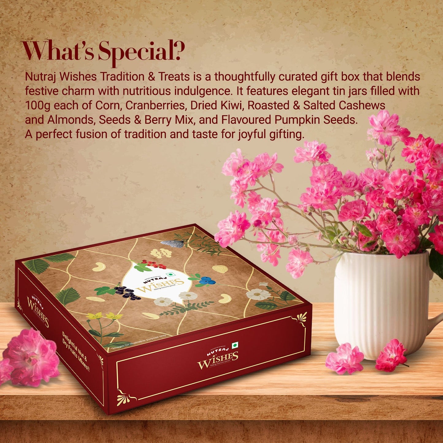 Nutraj Wishes Tradition & Treats 600g Diwali Gift Box |  GB-159