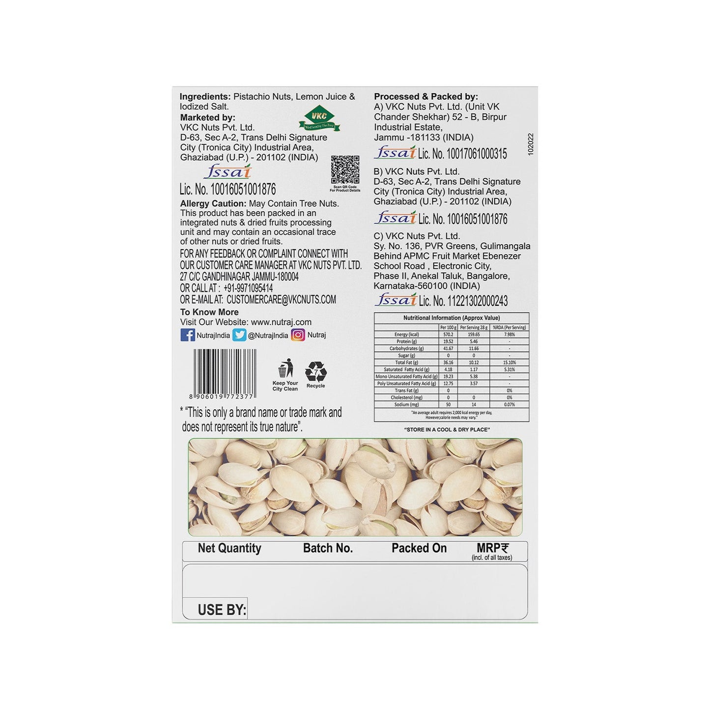 Nutraj Dry Fruits Combo 800g – Almonds, Cashews, Raisins & Roasted Pista (200g Each)