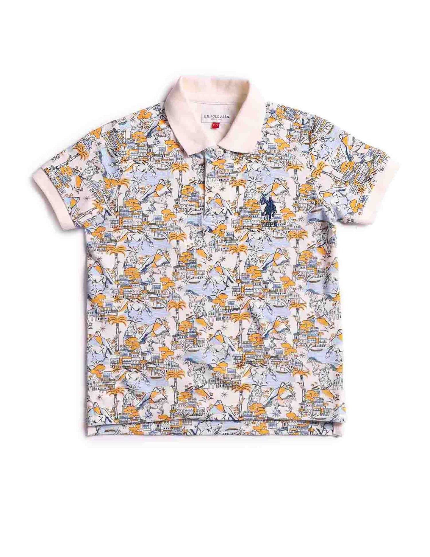 Boys All Over Printed Regular Fit Polo Shirt