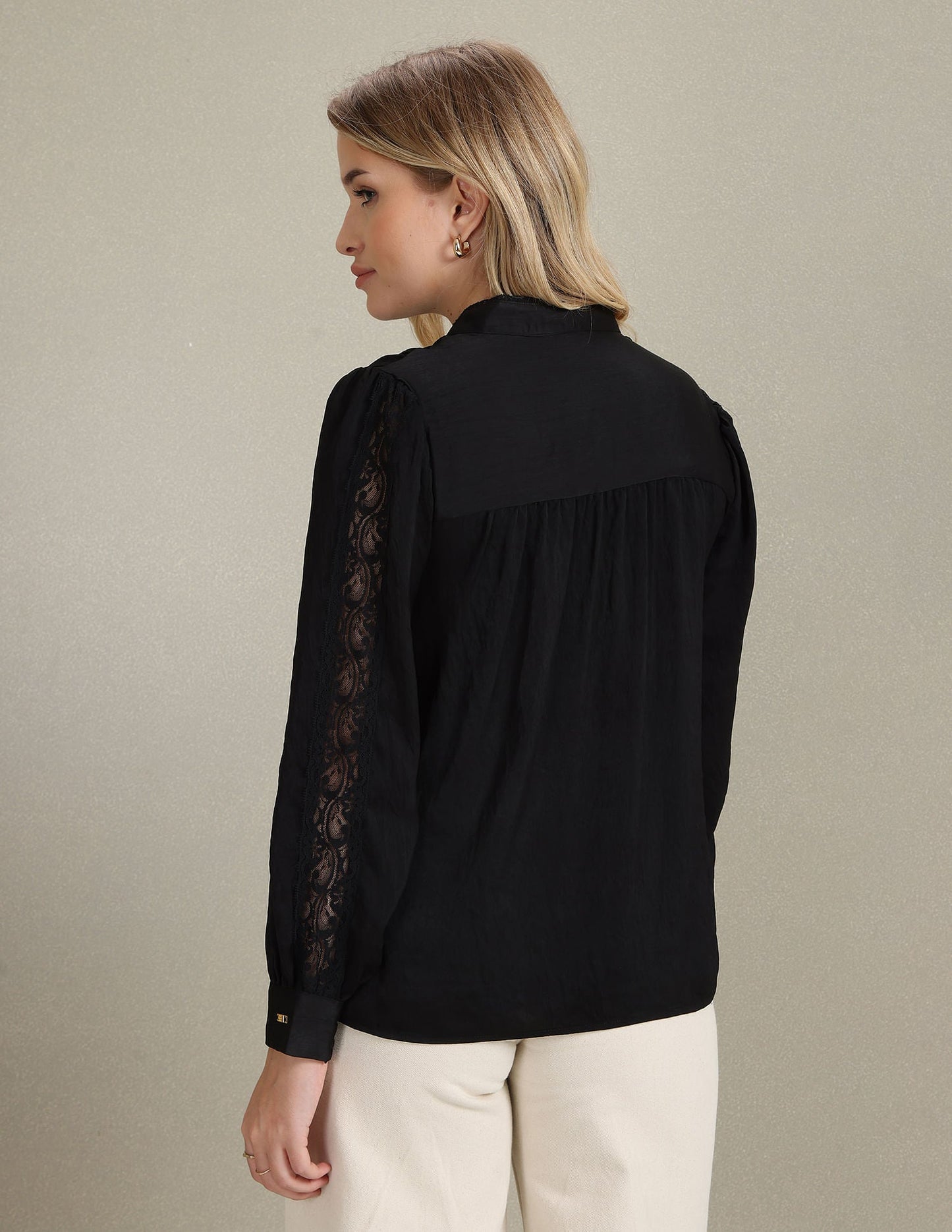Lace Detail Solid Shirt