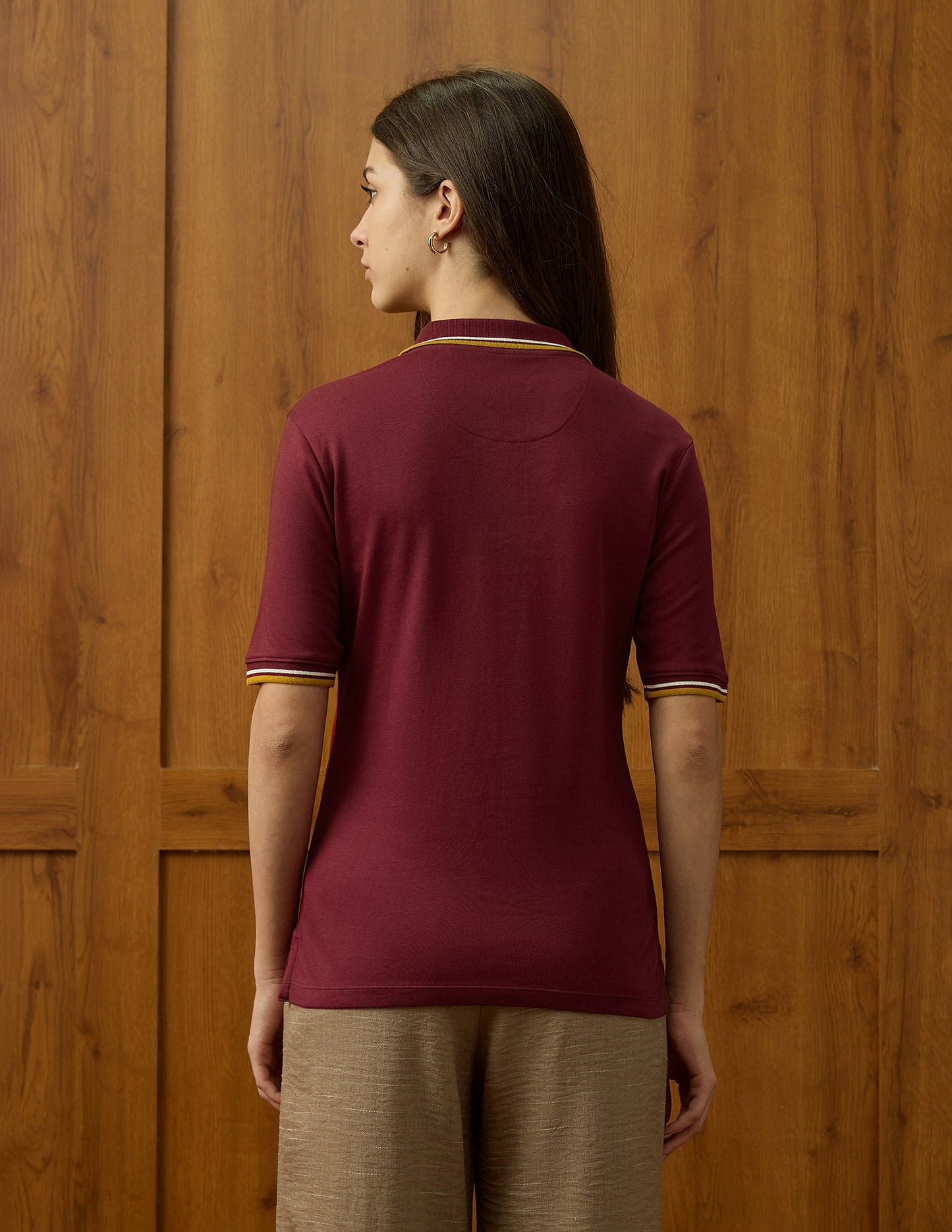 Polo Collar Cotton Tshirt With Tipping