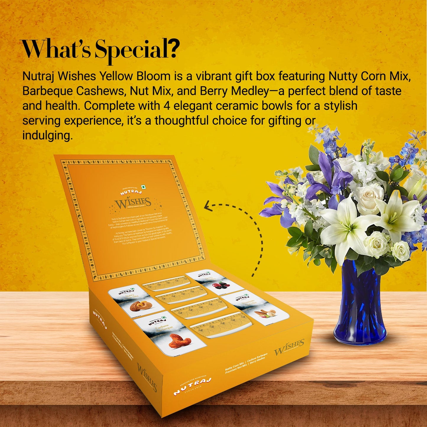Nutraj Wishes Yellow Bloom 600g Diwali Gift Box | GB-92