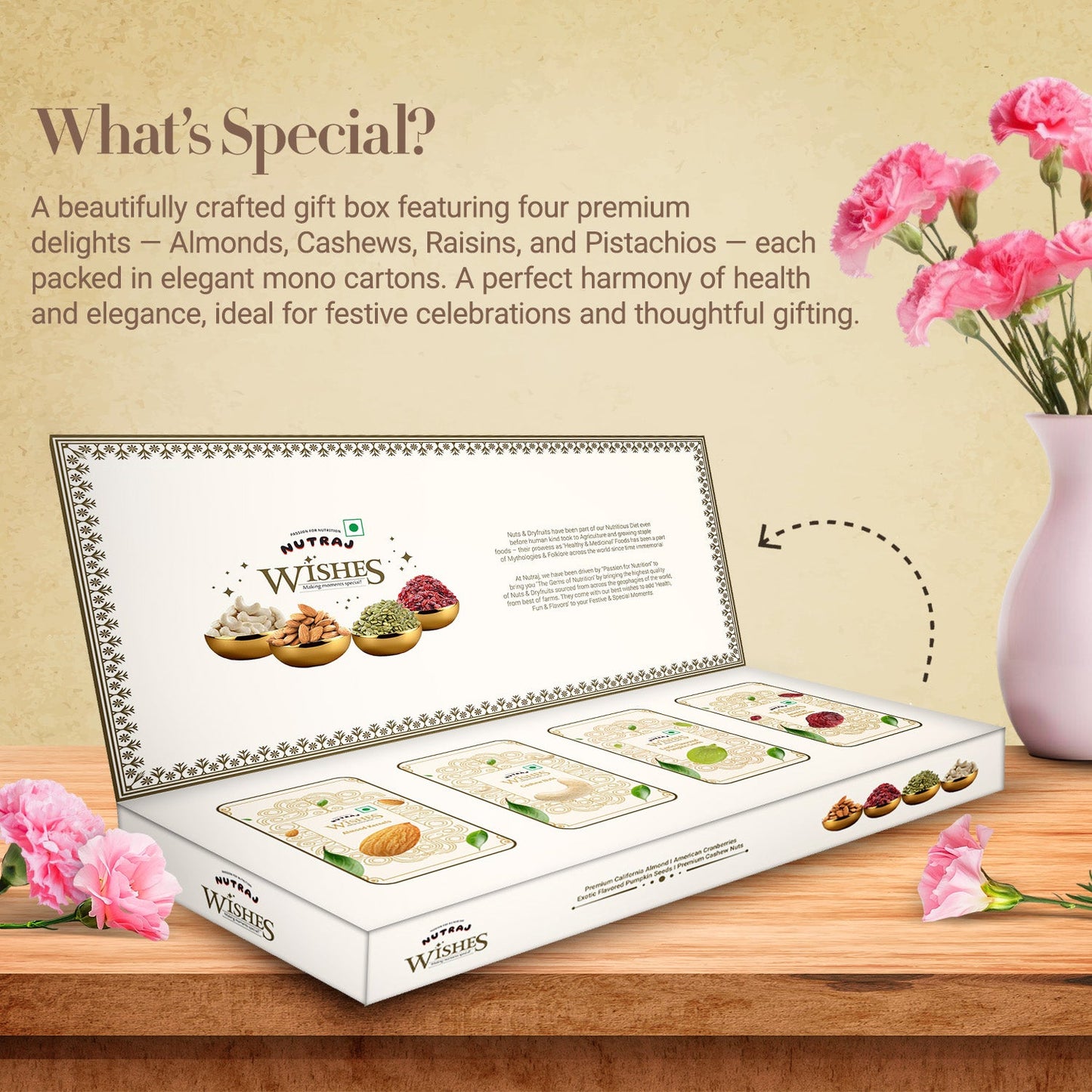 Nutraj Wishes Blooming Gold 400gm Diwali Gift Hamper | GB - 153