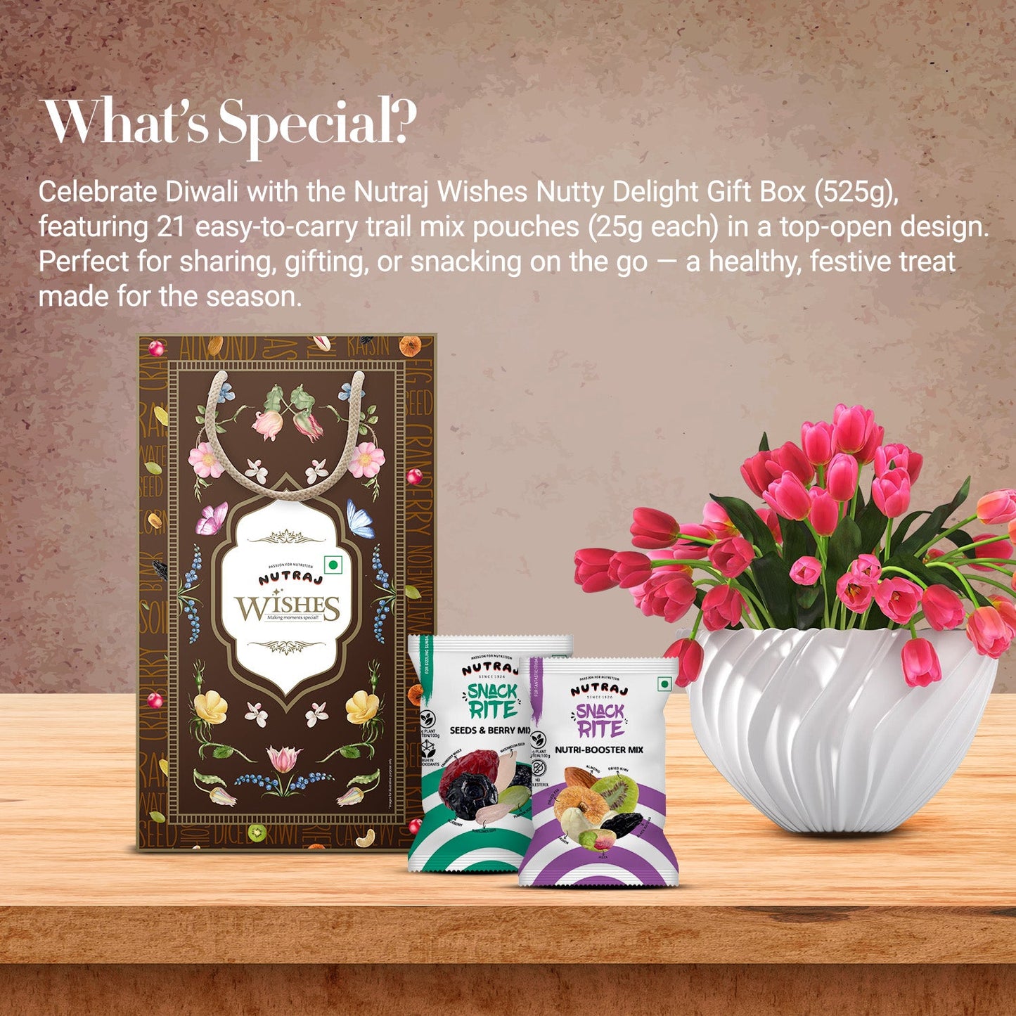 Nutraj Wishes Nutty Delight 525g Diwali Gift Hamper | GB-77