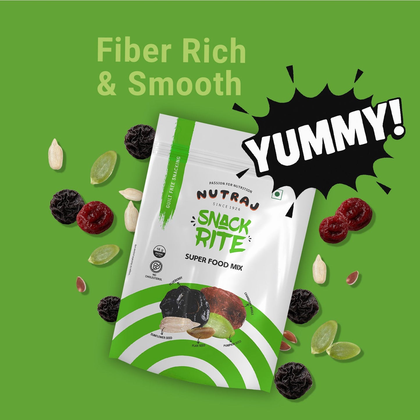 Nutraj Super Food Mix - American Cranberries, American Blueberry, Flax Seeds, Sunflower Seeds & Pumpkin Seeds 200gm