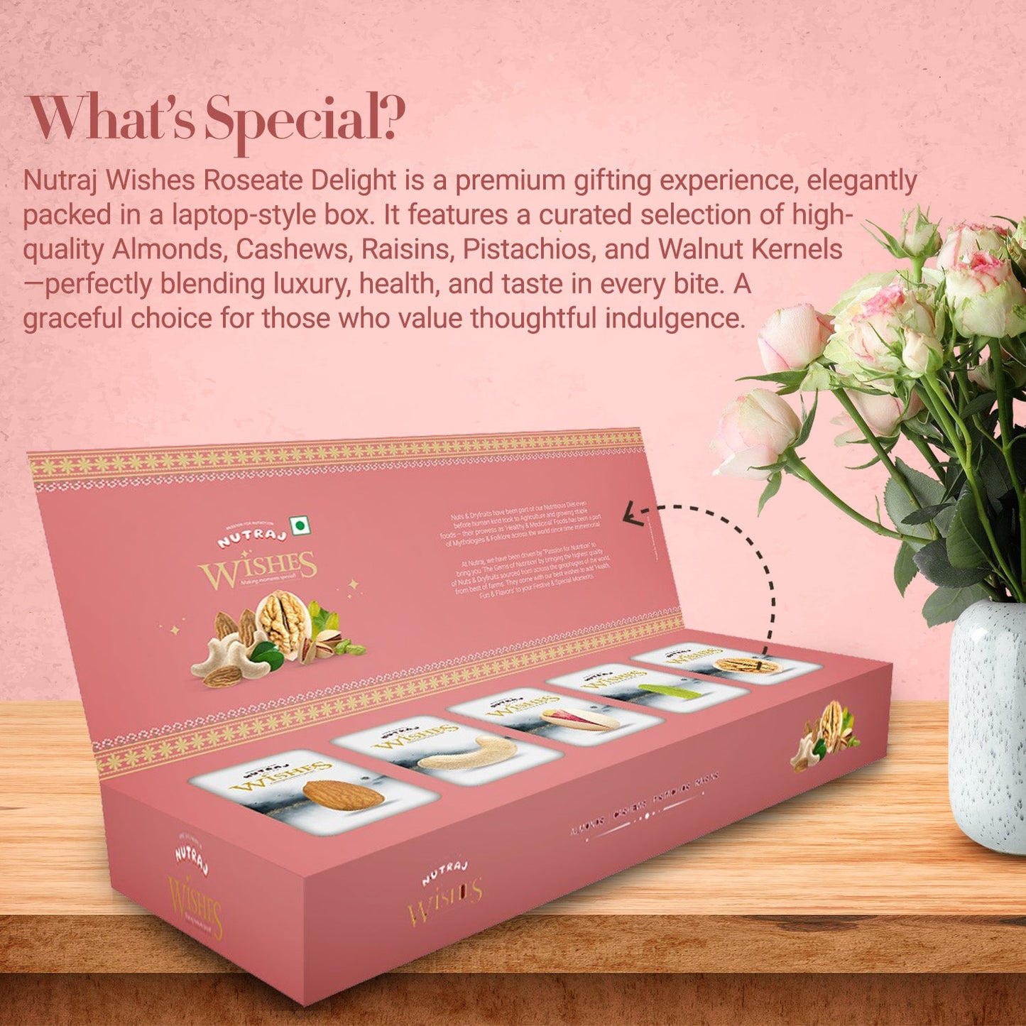 Nutraj Wishes Roseate Delight 1 Kg Diwali Box | GB-94