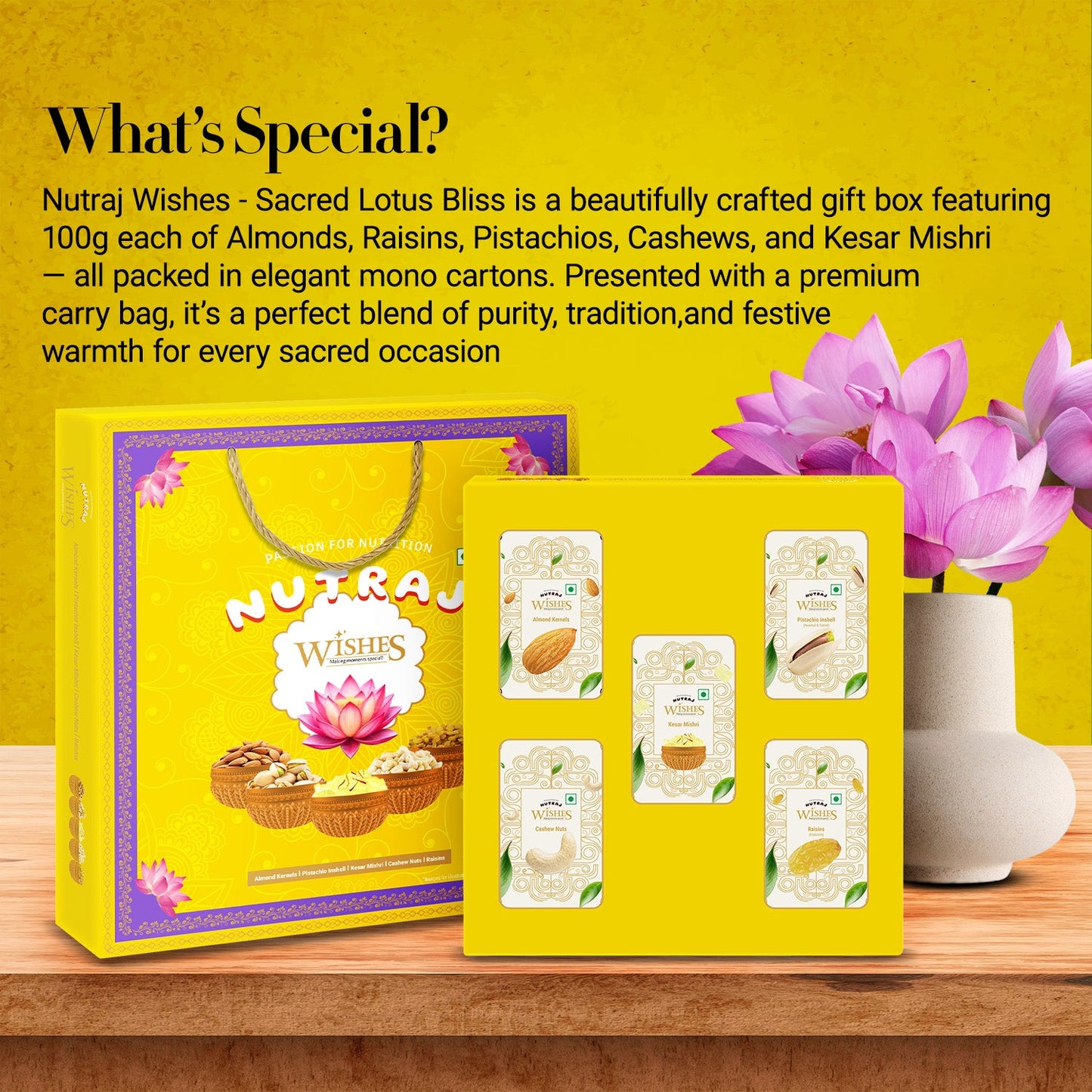 Nutraj Wishes Scared Lotus Bliss Diwali Gift Box 500g GB-156