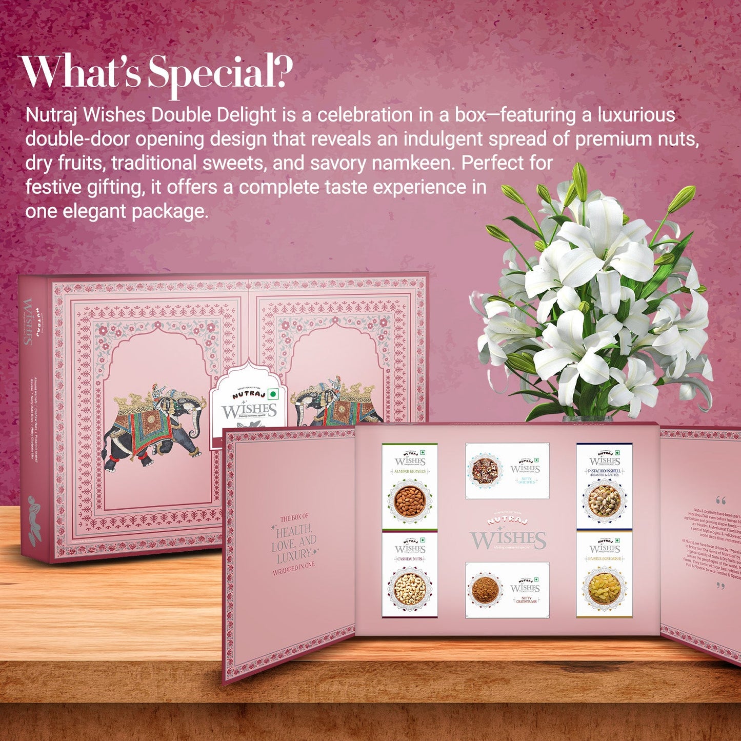 Nutraj Wishes Double Delight 1 Kg Diwali Gift Box | GB-88