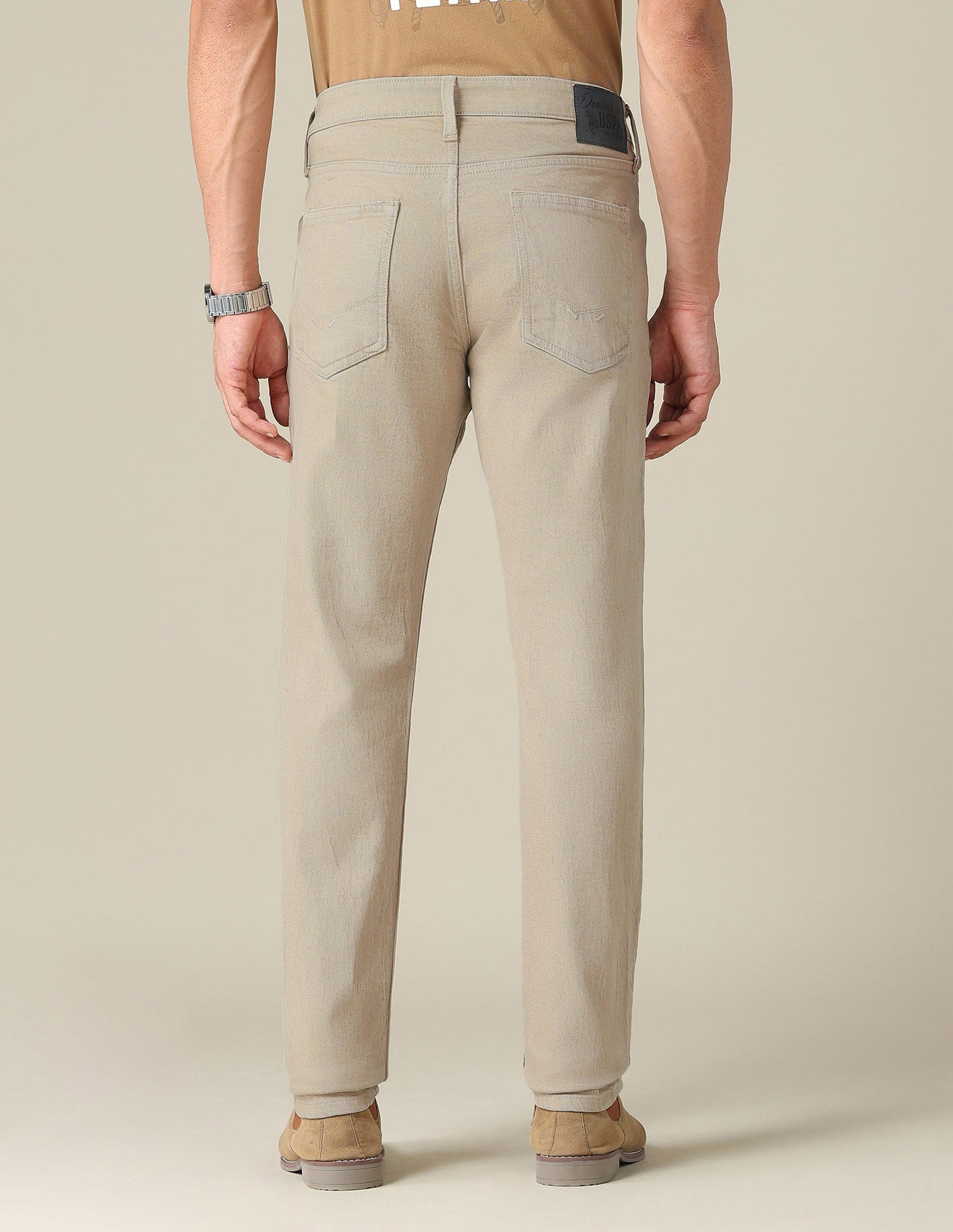 Brandon Slim Tapered Fit Beige Jeans