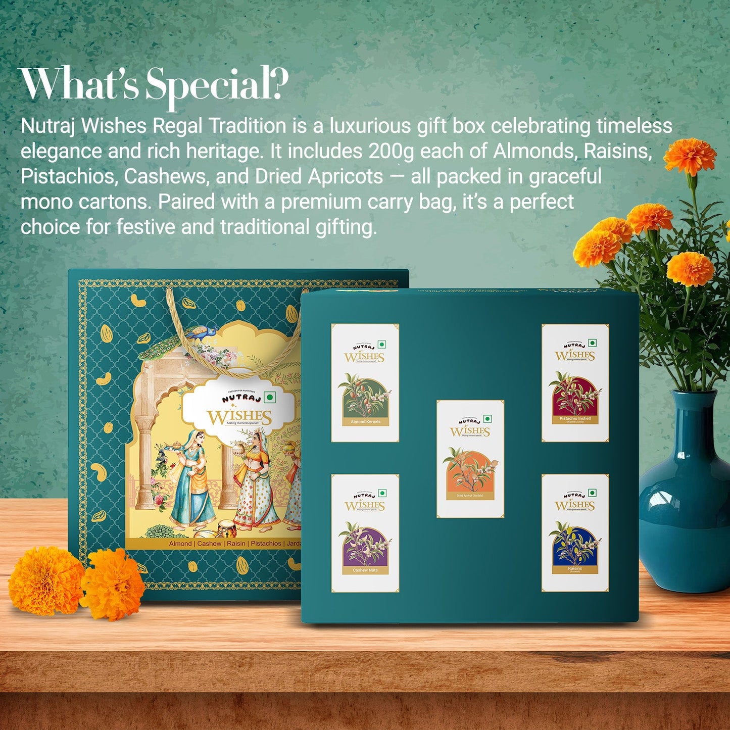 Nutraj Wishes Regal Tradition 1 Kg Diwali Gift Box | GB-158