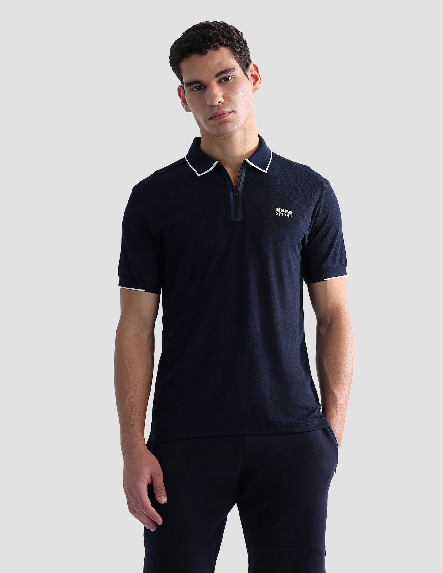 Solid Slim Fit Active Polo Shirt