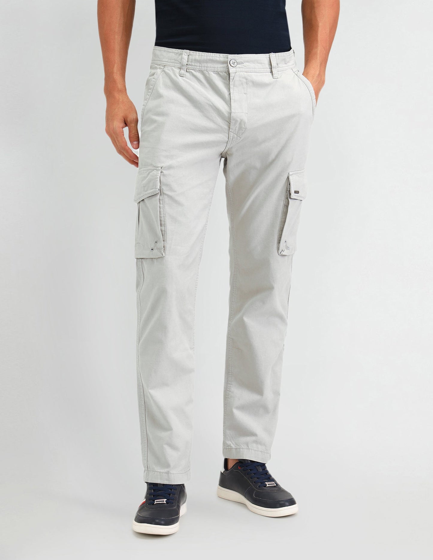 Straight Fit Textured Trousers