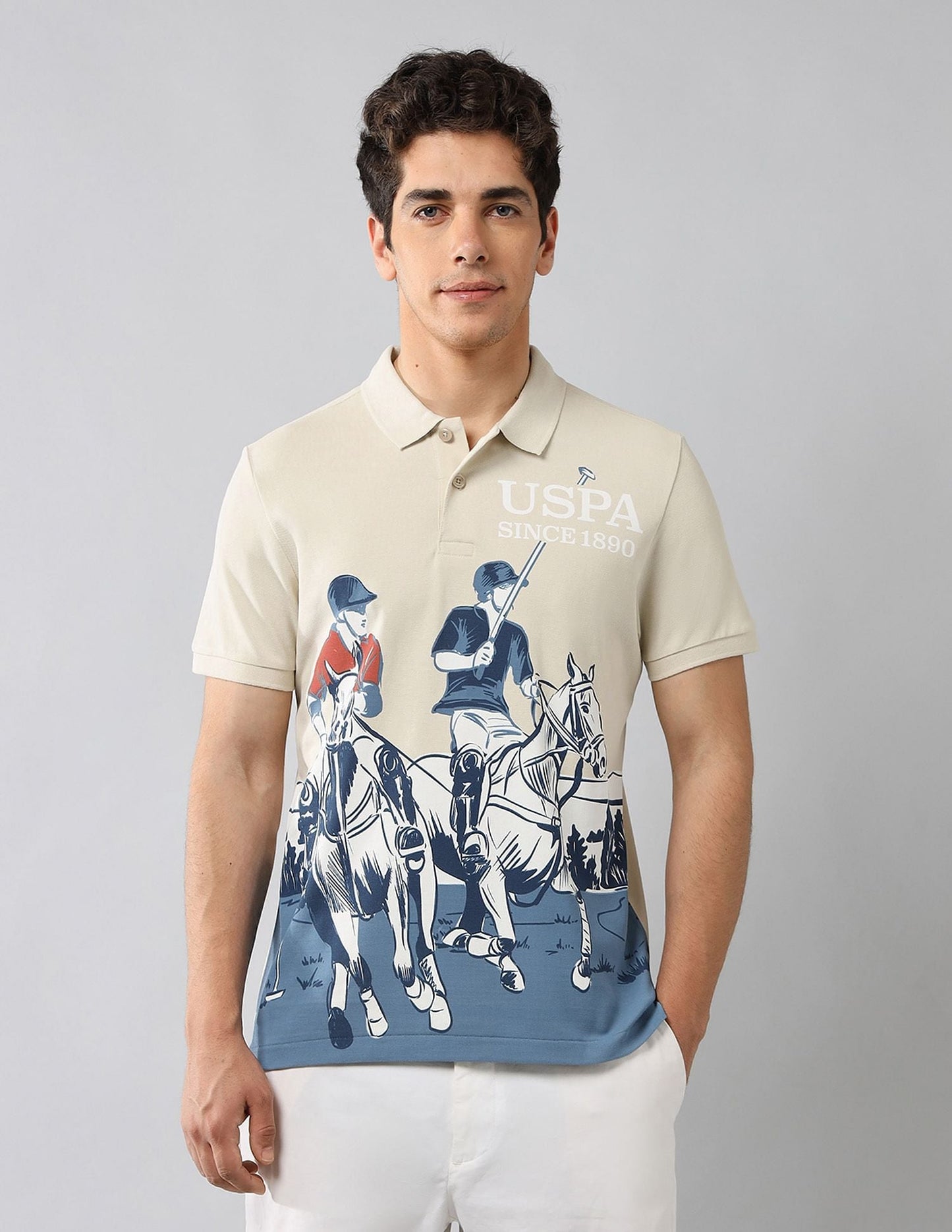 Brand Printed Muscle Fit Polo Shirt