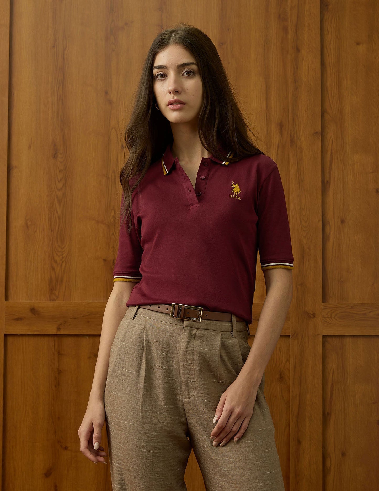 Polo Collar Cotton Tshirt With Tipping