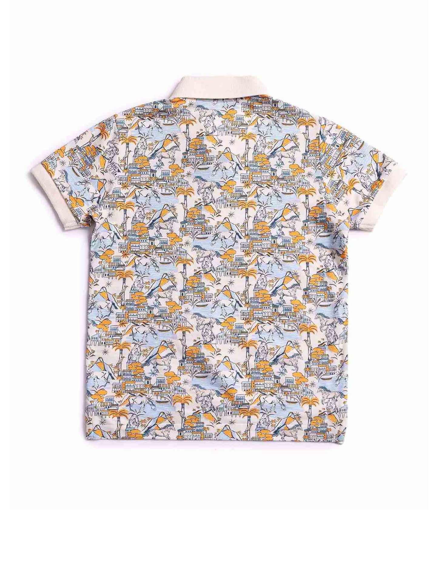 Boys All Over Printed Regular Fit Polo Shirt