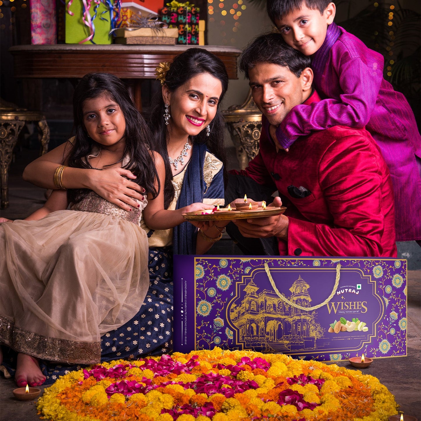 Nutraj Wishes Floral Majesty 600g Diwali Gift Box | GB-79