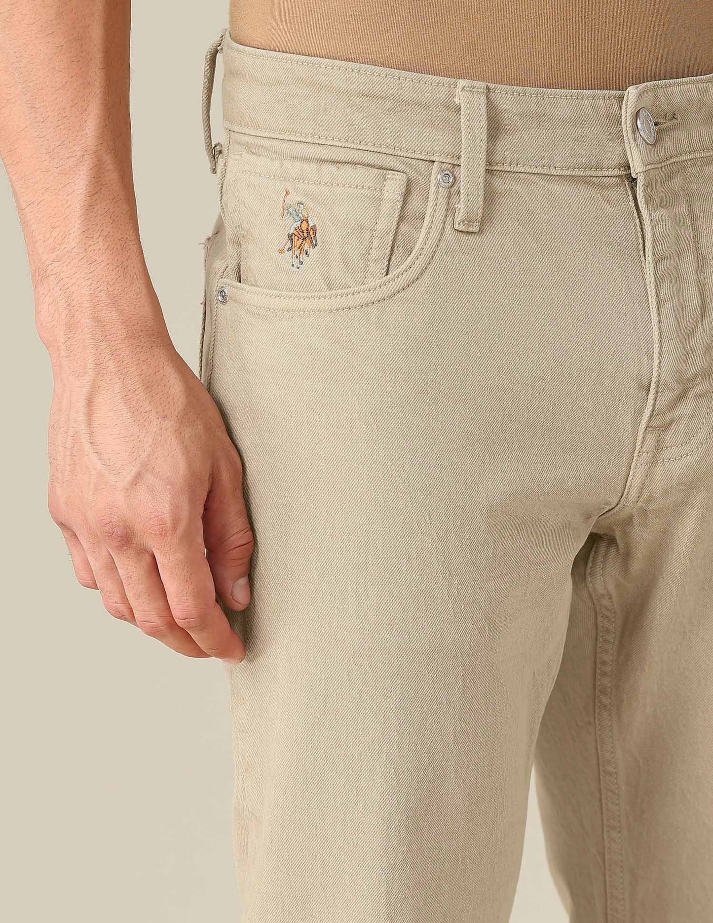 Brandon Slim Tapered Fit Beige Jeans