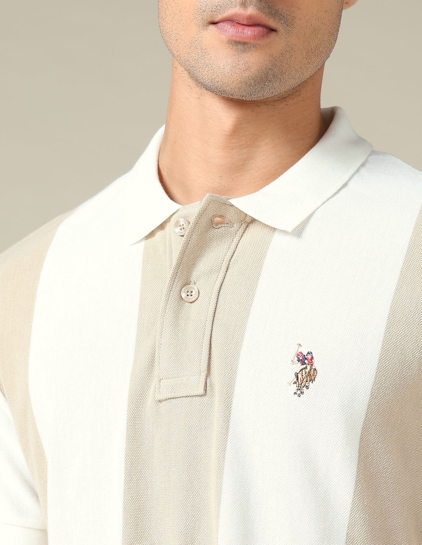 Vertical Striped Muscle Fit Polo Shirt