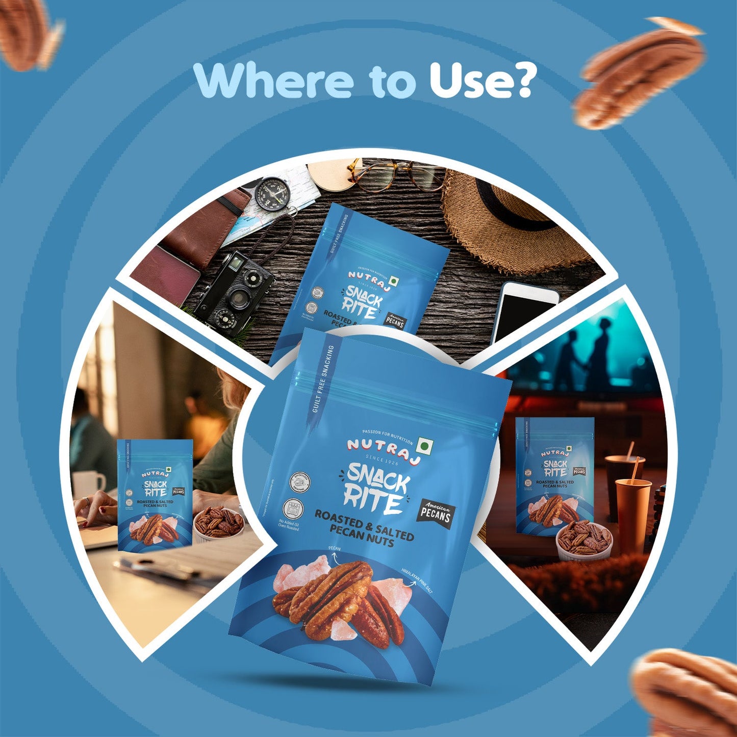 Nutraj Snackrite Roasted & Salted Pecan Nuts 40 g Pouch