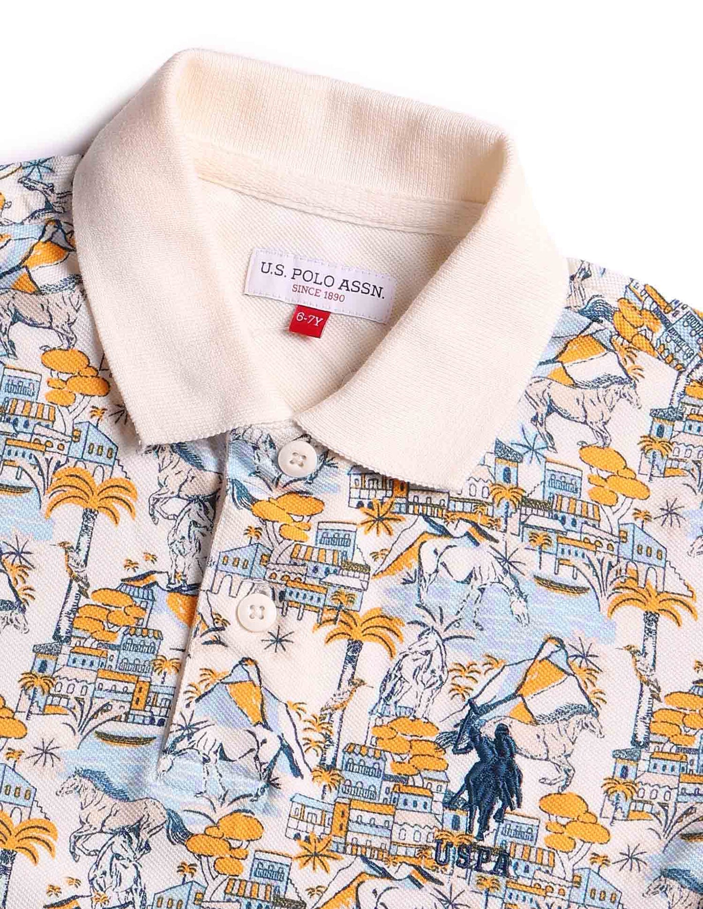 Boys All Over Printed Regular Fit Polo Shirt