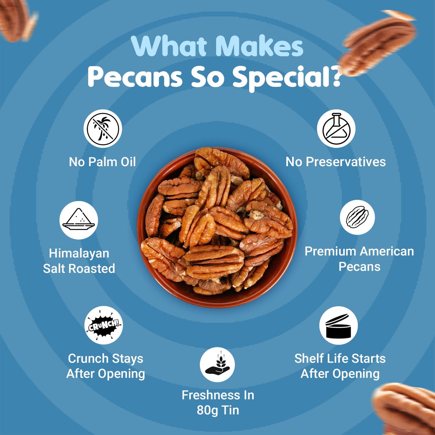Nutraj Snackrite Roasted & Salted Pecan Nuts 80 g Tin