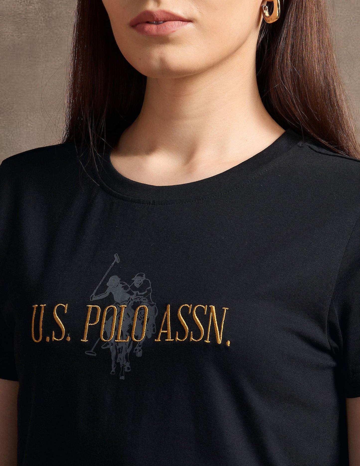 Brand Embroidered Regular Fit T-Shirt