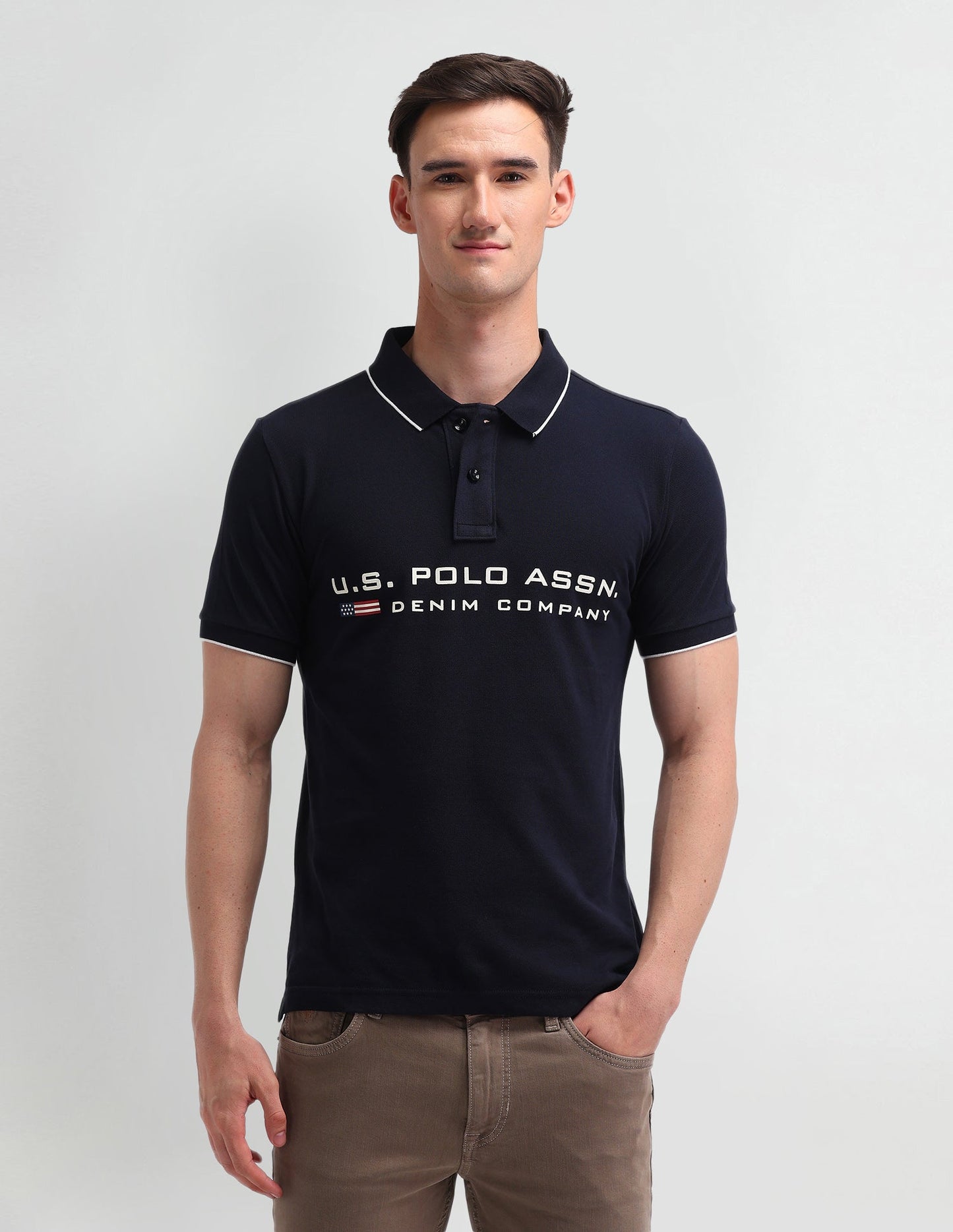 Brand Printed Cotton Polo Shirt