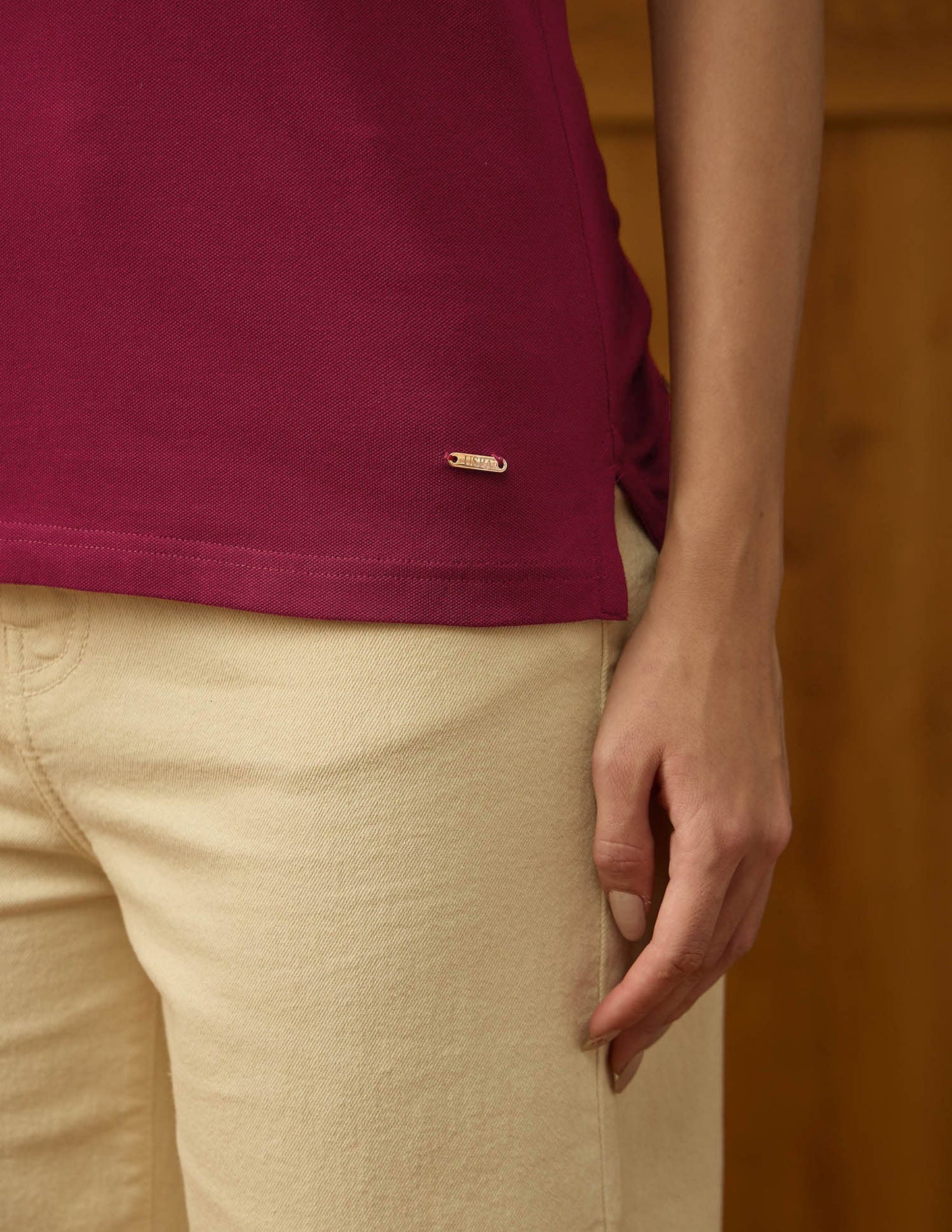 Jacquard Collar Solid Polo Shirt