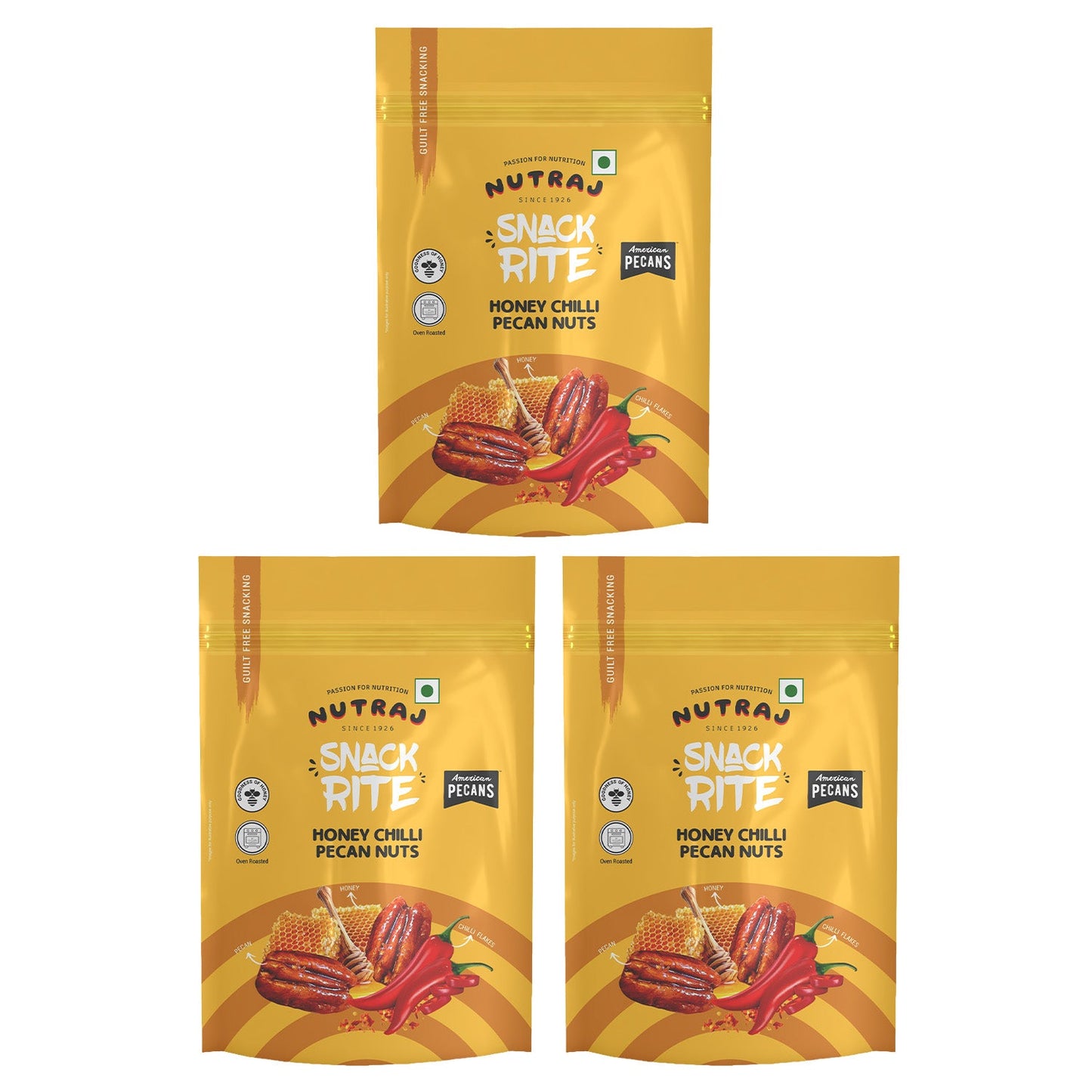 Nutraj Snackrite Honey Chilli Pecan Nuts 40 g Pouch