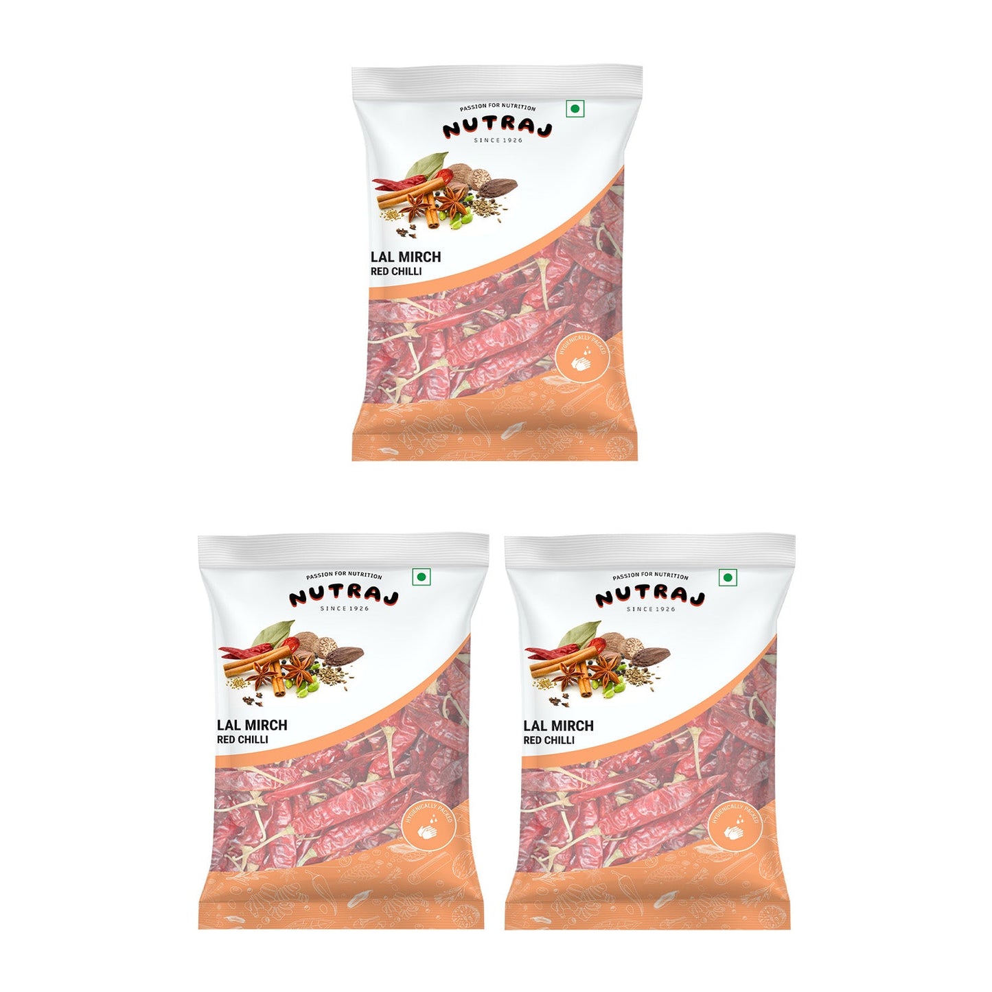 pack of three nutraj lal mirch