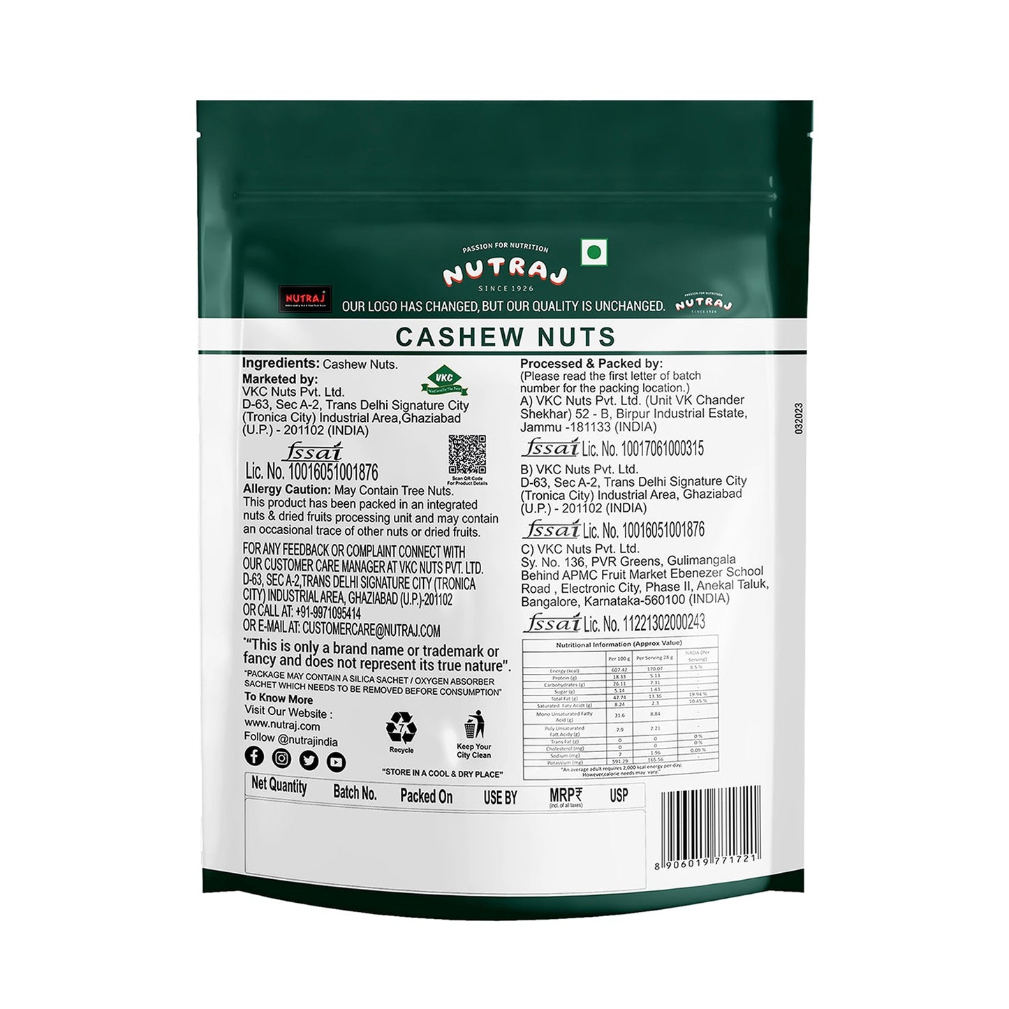 Nutraj Cashew (Kaju) 500g