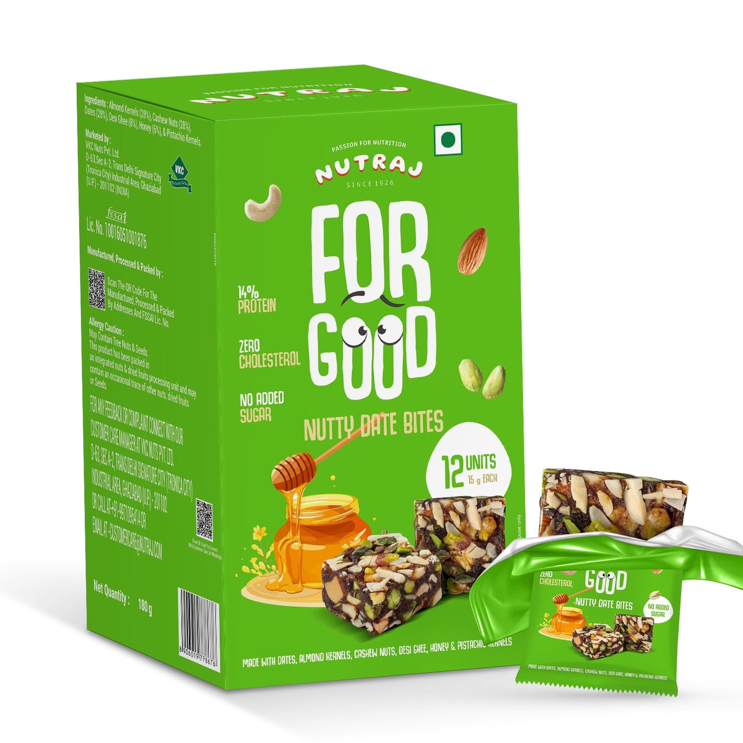 Nutraj For Good Nutty Date Bites 180g (15g x 12 Pieces) - Bundle Store
