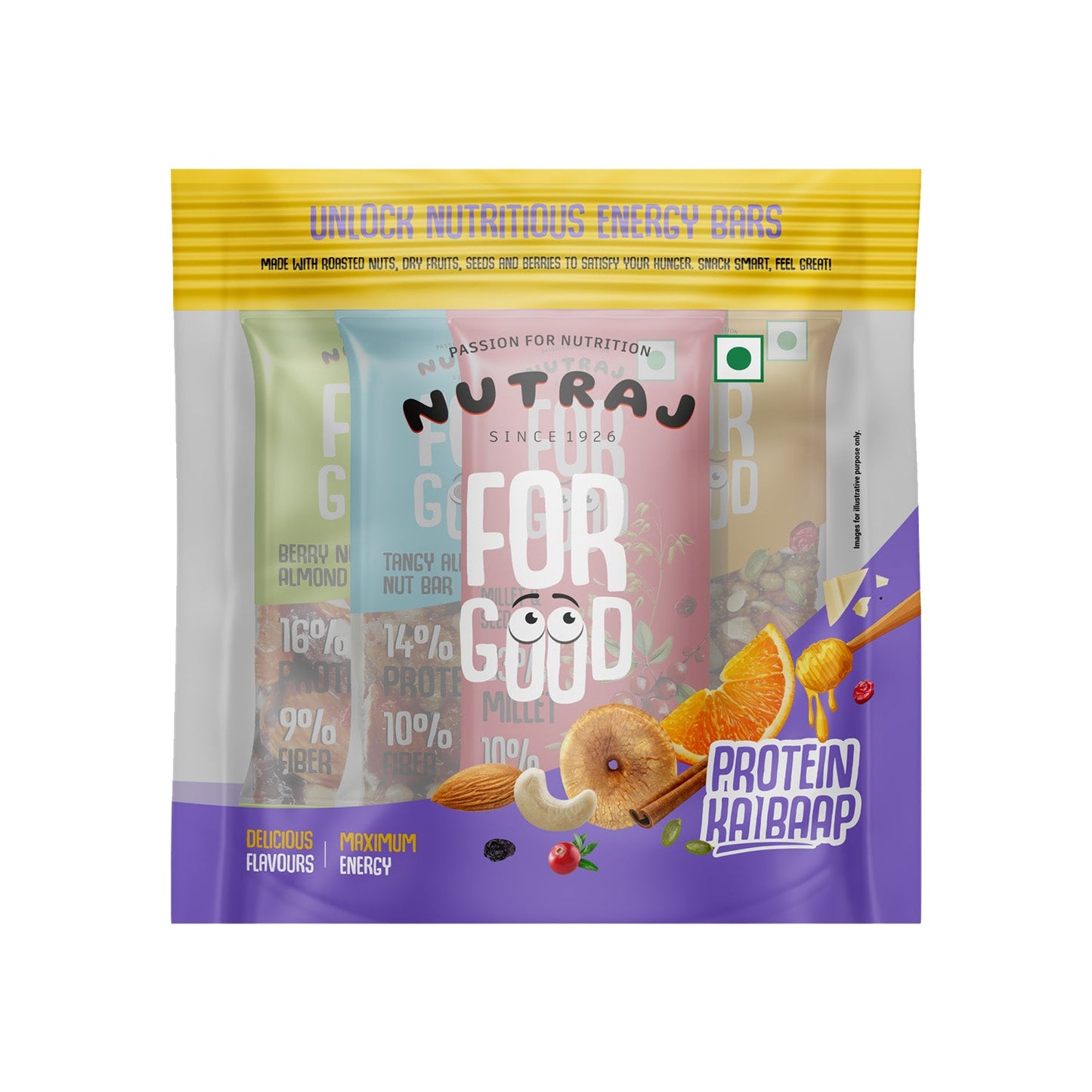 Nutraj For Good Daily Nutrition Protein Energy Nut Bar 100g (25g x 4 Bars)