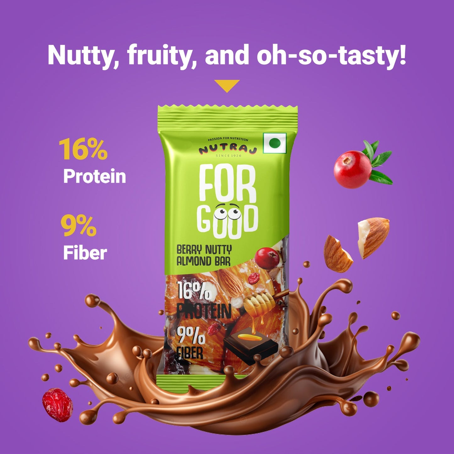Nutraj For Good Daily Nutrition Protein Energy Nut Bar 100g (25g x 4 Bars)