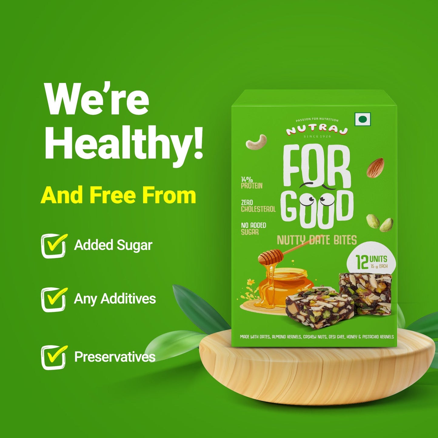 Nutraj For Good Nutty Date Bites 180g (15g x 12 Pieces) - Bundle Store